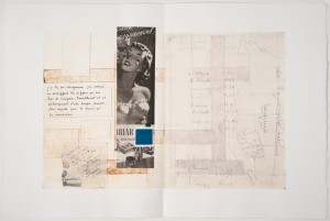 d-monoprint, chinecolle , collage and writing